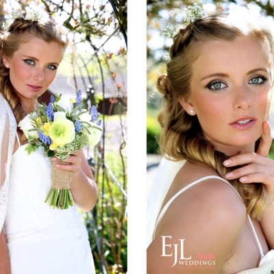 Ta Mill Wedding Venue, Launceston, North Cornwall. Hair by Craig Chapman Hair, Veil and dress Lowen Bridal, Flowers by Flower Scene.  April.